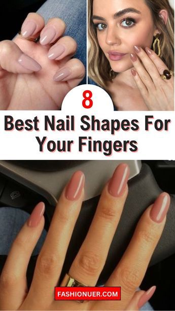 Find the perfect nail shape for your style with our guide to the 8 best nail shapes. From almond to coffin, these flattering shapes will enhance your manicure and complement your fingers beautifully. #NailShapes #ManicureTips #NailCare #NailStyling #BeautyTips What Nail Shape Is Best For Me, Shapes Of Acrylic Nails, Nail Shapes For Hand Types, Nail Styles Shapes, Different Shape Nails, Best Nail Shape For Chubby Hands, Best Nail Shape For Your Hands, Nails For Fat Fingers, Almond To Coffin