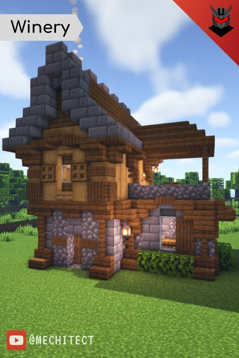 Minecraft House Medieval Survival, Medieval Minecraft House Ideas, Mincraft Idea Houses Midevil, Winery Minecraft Build, Minecraft Building Ideas Medieval House, Midevil Buildings Minecraft, Medevial Minecraft House, Small House Medival Minecraft, Minecraft Winery House