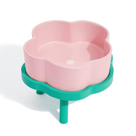 VETRESKA Elevated Dog Bowls for Large Dogs, Medium and Small - Raised Height Dog Food Bowl Stand Cat Bowls for Food and Water, Ceramic Cat Dish Pet Bowl Dog Feeding Station, Pink Flower M Dog Food Bowl Stand, Cute Dog Bowls, Silicone Dog Bowl, Ceramic Pet Bowl, Pet Feeding Station, Dog Feeding Station, Cat Water Bowl, Raised Dog Bowls, Elevated Dog Bowls