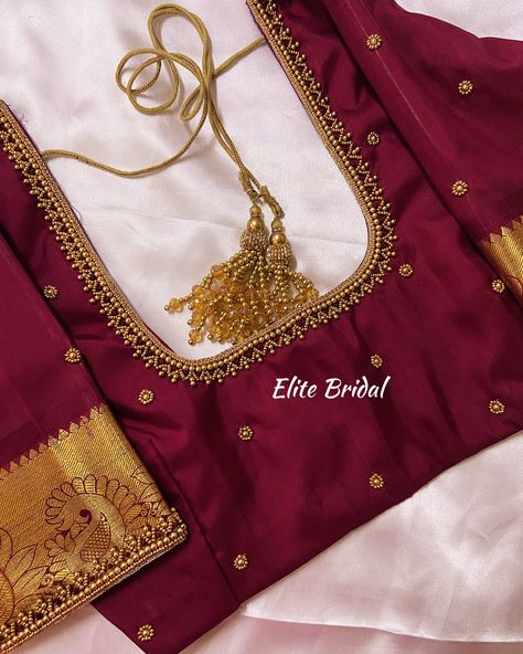 Customised simple Work Blouse 🩷✨ Bridal Blouse Thread Work Designs, Blouse Hand Beads Work Simple, Silk Saree Blouse Designs Work, Latest Aari Work Blouse Designs 2024, Simple Aari Work For Blouse, Blouse Designs Simple Work, Simple Hand Embroidery Blouse Design, Basic Aari Work Blouse Design, Simple Hand Work Blouse Designs Thread Work