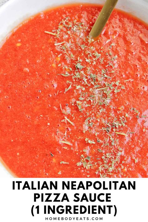 This might just be the easiest homemade pizza sauce recipe I've ever made! You only really need canned tomatoes along with salt and pepper. This is an easy from scratch pizza sauce that doesn't require any cooking. The pizza sauce is perfect for Italian pizza since Neapolitan pizza uses a no cook method. Split Pea Soup Recipes, Pea Soup Recipes, Italian Pizza Sauce, Homemade Italian Pizza, Tomato Pizza Sauce, Culinary Student, Italian Pizza Recipes, Authentic Italian Pizza, Italian Tomato Sauce