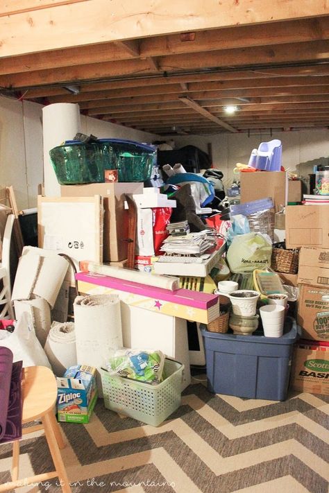 Because sometimes you can't just get rid of everything, I'm sharing our process for decluttering and organizing basement storage using the #KonMari Method, so you'll have the tools to take on your own storage. #konmarimethod #sparkingjoy #organizing #cleaning #declutter #organize Organize Basement Clutter, Organizing Ideas For Basement, How To Organize Your Basement, Organizing An Unfinished Basement, Organizing Basement Unfinished, Storage Basement Ideas, Basement Organization Ideas Declutter, Basement Cleaning And Organizing, Unfinished Basement Storage Organization