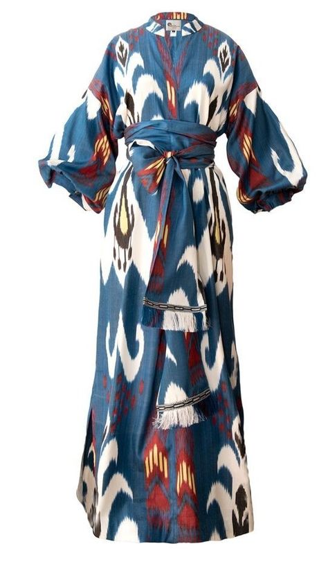 Uzbek Dress, Goddess Gown, Ikat Dress, Silk Ikat, One Clothing, Traditional Costume, Kaftan Dress, White Silk, Kimonos