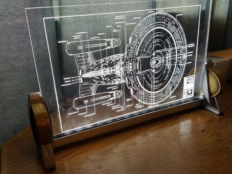 Star trek stand to hold 1/4"" acrylic in a 1/2" aluminum c channel extrusion. Print 2 of each file and glue together to create each side. Leave bare or finish to suit Parts required: 1/2" aluminum c channel extrusion cut to length 1/8" foam weather stripping applied to the inner sides of the extrusion to act as a light block 12v LED strip cut to length 12v power supply heatshrink 1/4" acrylic (cnc'd or laser cut to design of your choice) Lézervágott Fa, Laser Engraved Acrylic, Led Projects, Laser Cut Wood Crafts, Maker Project, Laser Engraved Ideas, Laser Projects, Medical Anatomy, Cnc Design