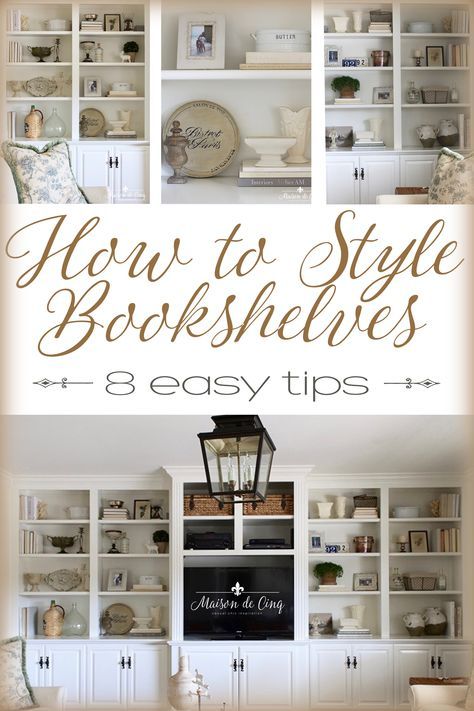 Style Bookshelves, Styling Bookshelves, Transitional Decor Bedroom, Built In Shelves Living Room, Shelf Decor Living Room, Shelves Living Room, Living Room Built Ins, Styling Shelves, Decorating Bookshelves