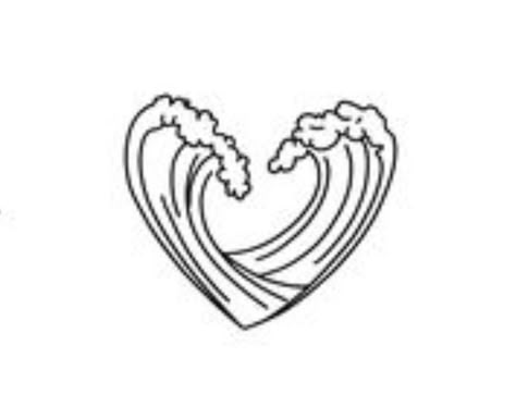 Wave Heart Tattoo, Wave Illustration, Waves Tattoo, Graphic Ideas, Heart Tattoo, I Tattoo, Heart Shapes, Temple, Tattoo Ideas