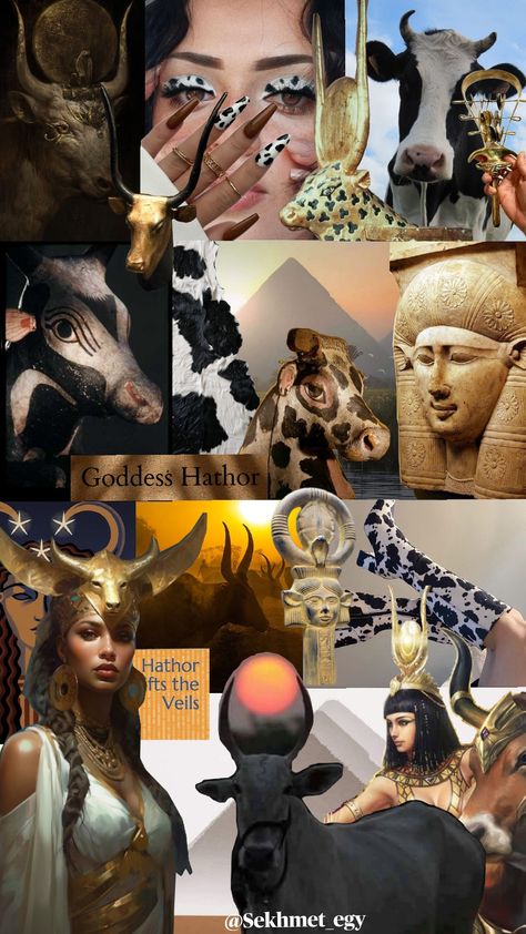 Goddess Taurus, Hathor Goddess, Egypt Goddess, Egypt Mythology, Goddess Hathor, Kemetic Spirituality, Ancient Discoveries, Oh My Goddess, Halloween Idea