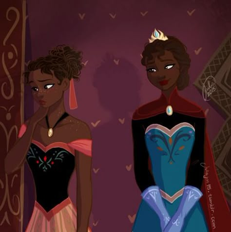 What Frozen’s Anna and Elsa would look like if they were black (PHOTOS) – SheKnows Black Disney Princess, Art Black Love, Blk Art, Frozen Characters, Afrikaanse Kunst, Black Princess, Flynn Rider, Black Cartoon Characters, Art Disney