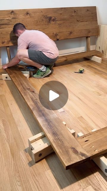 John Dolechek on Instagram: "building a new bed frame for my lovely wife and getting better sleep with @sweetnightsleep, use JOHN15% for #bettersleep  #OnlySweetNight #PrimeMattress #sweetnightpartner #SweetNightSleep #bestmattress #DIYBedFrame #BedFrameBuild #HandmadeBed #DIYFurniture #Woodworking #DIYProject #HomeImprovement #BedroomDIY #WoodenBedFrame #CreativeDIY #BudgetFriendlyDIY #CustomBedFrame #BuildYourOwnBed #DIYHomeDecor #SustainableLiving #UpcycledFurniture #RusticBedFrame #ModernBedDesign #homereno #DIYFurnitureForHer #HandcraftedGift #WoodworkingForHer #CustomFurniture #HomeDecorDIY" Bedframe Diy King, Minimalist Bed Frame Wood Diy, Easy Diy Twin Bed Frame, Wooden Bed Diy, Diy Rustic Bed Frame, Wood Bed Ideas, Diy Wood Bed Frame, Handmade Bed Frame, Wooden Bed Frame Diy