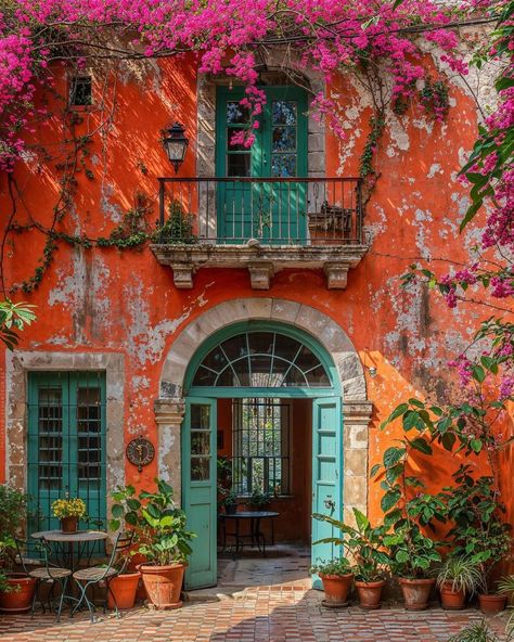 Mexican House Exterior, Arizona Decor, City Life Photography, Hippie Homes, Paris Cafe, Google Lens, Beautiful Doors, New Years Decorations, Beautiful Architecture