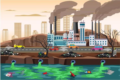 Poster On Pollution, Water Pollution Poster, Pollution Drawing, Air Pollution Project, Land Pollution, Pollution Pictures, Air Pollution Poster, Soil Pollution, Pollution Environment