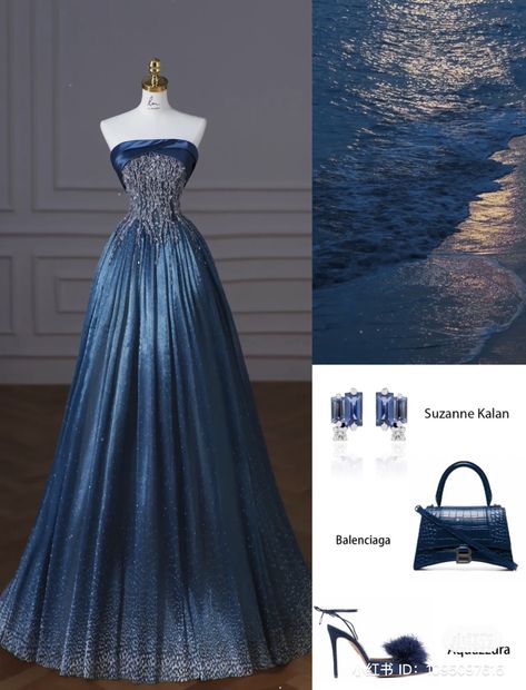 Night Court Gown, Night Theme Dress, Blue Fairytale Dress, Navy Blue Dress Outfit Wedding, Starry Night Prom Dress, Formal Dresses Navy Blue, Navy Blue Princess Dress, Starry Gown, Sister Of The Groom Dress