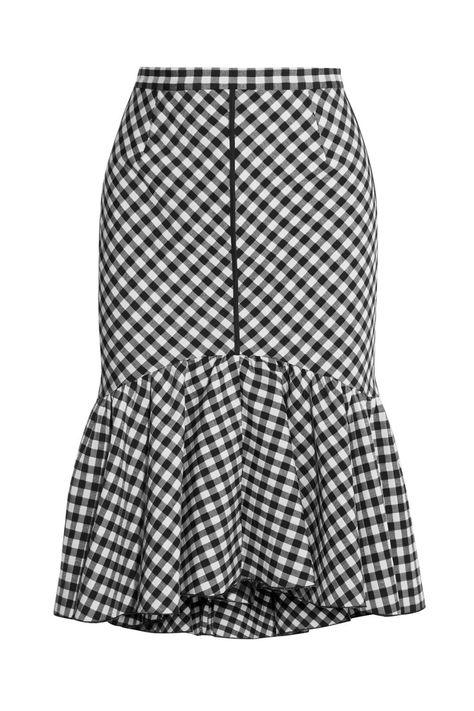 Make gingham office appropriate with this black and white ruffle hem skirt. Gingham Trend, Frilled Skirt, Frilly Skirt, Skirt With Ruffles, Ruffle Hem Skirt, Skirt Tulle, Frill Skirt, Printed Short Dresses, Jacquard Skirt