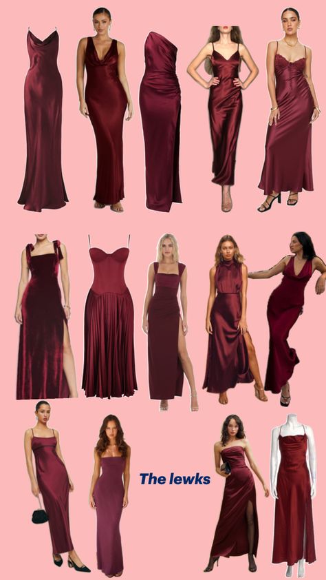 Brides Maid Dresses Green, Dark Red Bridesmaid Dresses, Bridesmaid Indian, Fall Wedding Outfits, Wedding Guest Outfit Fall, Red Bridesmaid, Dark Red Dresses, Cocktail Outfit, Red Bridesmaids