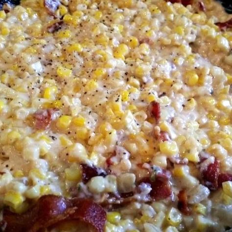 ~ Fried Corn, Cream & Bacon ~ Creamed Corn With Bacon, Fried Cream Corn, Bacon Fried Corn, Corn With Bacon, Side Dish Veggies, Side Dish Salads, Corn Cream, Cream Cheese Corn, Corn Side Dish