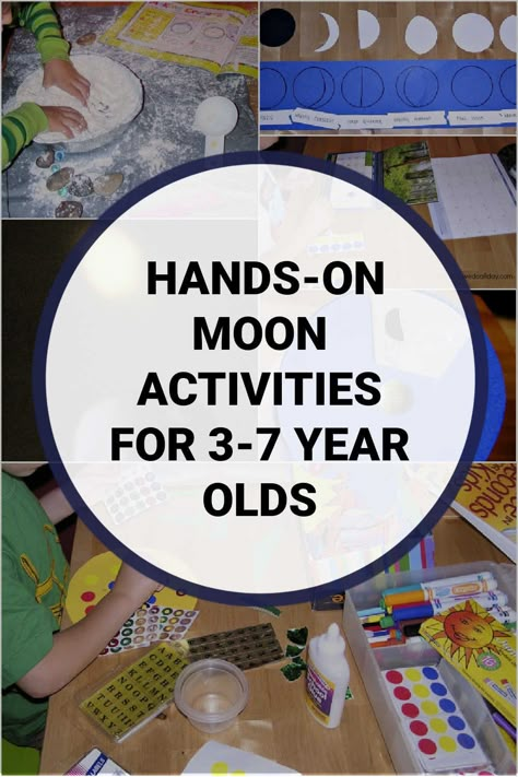 Moon Activities For Kindergarten, Moon Phases Preschool, Moon Theme Preschool Activities, Moon Preschool Craft, Phases Of The Moon Preschool, Preschool Moon Crafts, Moon Phases For Preschoolers, Preschool Moon Activities, Moon Projects For Kids