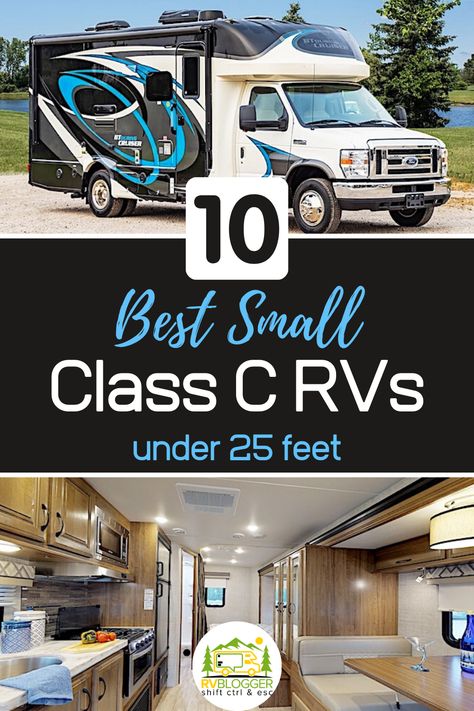 Small Class C RVs are the perfect motorhome for people wanting a drivable RV with easy mobility and handling through city streets and camping at National Parks. This review of 10 best small Class C RVs under 25ft is complete with interior photos, storage ideas and floorplans to help you decide which small motorhome is your best fit! #rvblogger #motorhome #classcrv #classcmotorhome #classcrvfloorplan #rvstorage #smallmotorhome #buyinganrv #rvbuyingguide #rvreview #winnebago #gulfstream #thor Glamping Ideas Rv Camping, Class C Campers, Small Rv Campers, Small Motorhomes, Rv Interiors, Rv Floor Plans, Motorhome Interior, Glamping Ideas, Rv Dreams