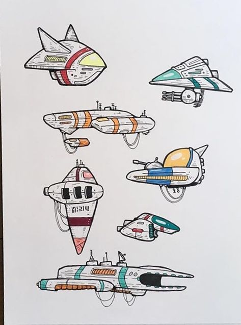 Cute Space Ships Drawing, Spaceship Simple, Spaceship Animation, Space Ships Concept Art, Spacecraft Drawing, Science Fiction Drawing, Simple Spaceship, Scifi Tattoo, Spaceship Cartoon