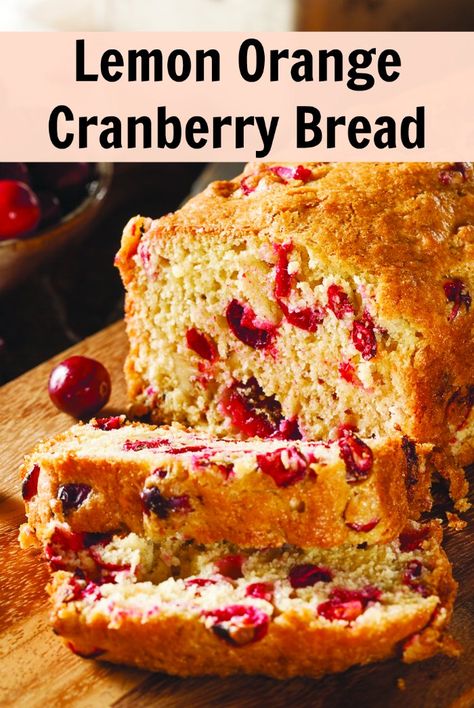 Lemon Orange Cranberry Bread Recipe - perfect combination of sweet and sour. Perfect recipe for the Christmas holidays! | Mommy Evolution Christmas Cranberry Loaf 12 Tomatoes, Christmas Cranberry Loaf, Cranberry Loaf Recipe, Orange Cranberry Bread, Cranberry Loaf, Cranberry Bread Recipes, Cranberry Baking, Cranberry Orange Bread, Orange Cranberry