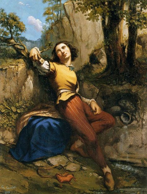 Gustave Courbet: "The Sculptor", 1845,  oil on canvas, Private collection. Courbet Paintings, Gustav Courbet, Gustave Courbet, French Paintings, Romantic Paintings, Paint Texture, Digital Art Drawing, History Painting, Meaningful Art