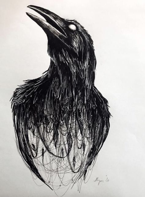 Black Crow Tattoos, Rabe Tattoo, Crows Drawing, Crow Tattoo Design, Creepy Drawings, Crow Tattoo, Norse Tattoo, Nordic Tattoo, Crow Art