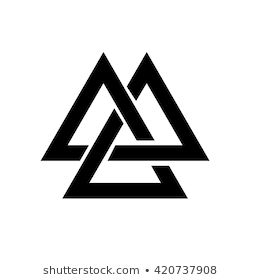 Triangle logo. Valknut is a Viking Age symbol, which representing Norse warrior culture. geometry. White background. Stock vector. 3 Triangle Tattoo Design, Viking Triangle Tattoo, Valknut Tattoo Design, Viking Symbol Tattoo, Vector Tattoo Design, Valknut Tattoo, Viking Triangle, Blockchain Logo, Ibrahim Khan