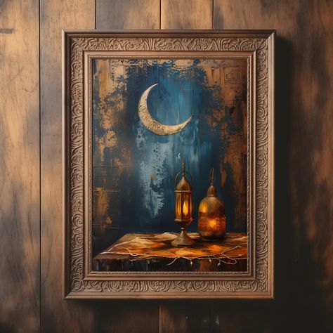 Painting For Ramadan, Ramadan Art Painting, Ramadan Painting Ideas, Ramadan Paintings, Ramadan Painting, Ramadan Wall Decor, Ramadan Art, Ramadan Lanterns, Muslim Prayer Room Ideas