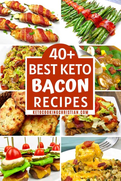 40+ Best Keto Bacon Recipes A collection of over 40 of the best Keto friendly and low carb recipes using bacon. Bacon adds to much flavor to these tasty and satisfying recipes! #ketobaconrecipes #ketobaconmeals #lowcarbbaconrecipes #glutenfreebaconrecipes Keto Bacon Recipes, Recipes Using Bacon, Keto Bacon, Low Carb Diets, Keto Diet Menu, Healthy Keto, Bacon Recipes, Diet Keto, Keto Diet For Beginners