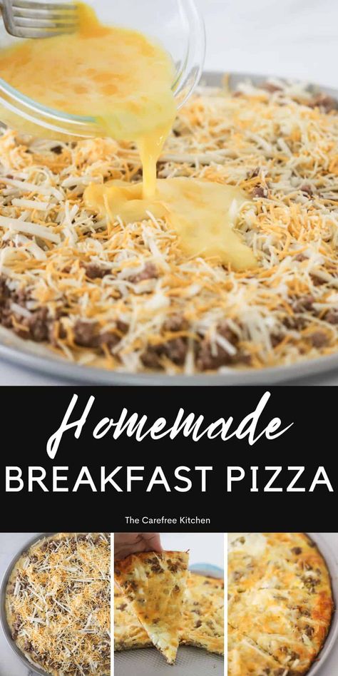 Breakfast Pizza Hashbrown Crust, Homemade Breakfast Pizza, Breakfast Pizza Crescent Roll, Easy Breakfast Pizza, Crescent Roll Crust, Eggs And Cheese, Breakfast Pizza Recipe, Sausage Hash, Diy Breakfast