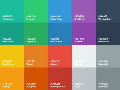 Ui Color Palette, Flat Design Colors, Flat Color Palette, Ui Color, Crazy Color, Logo Game, Flat Ui, Webdesign Inspiration, Color Pallete