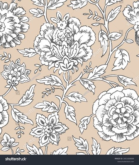 Seamless Hand Drawing Jacobean Allover Pattern Stock Illustration 2411428569 | Shutterstock Jacobean Pattern, Allover Pattern, Channel Art, Schedule Design, Color Palette Generator, Digital Flowers, Hand Drawing, Holiday Illustrations, Collage Maker