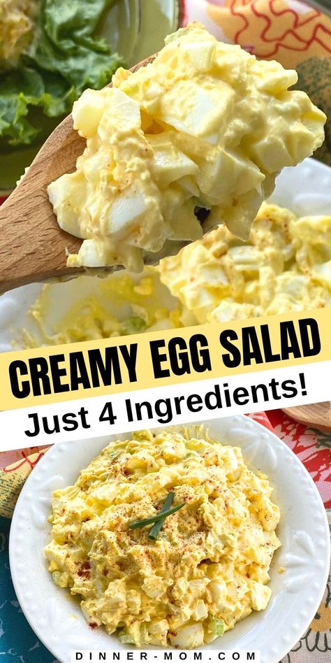 This easy Keto Egg Salad recipe with 4 simple ingredients is creamy, delicious, packed with protein and stays low-carb served on lettuce wraps, keto bread, or sandwiched between chaffles. Egg Salad Salad, Egg Salad Recipe No Celery, Egg Salad Recipe Healthy Low Carb, Quick Egg Salad, Cream Cheese Egg Salad, Keto Egg Salad Low Carb, Simple Egg Salad Sandwich Recipe, Egg Salad Dressing Recipe, Egg Salad Simple