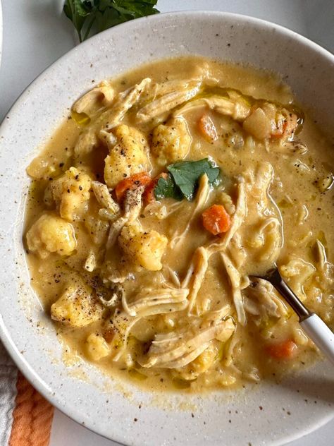 Cauliflower Chicken Soup, Hungry Happens Recipes, Healthy Delicious Soups, Cauliflower Chicken, Hungry Happens, Chicken Cauliflower, Keto Soups, Easy Cauliflower, Soups Stews Chilis