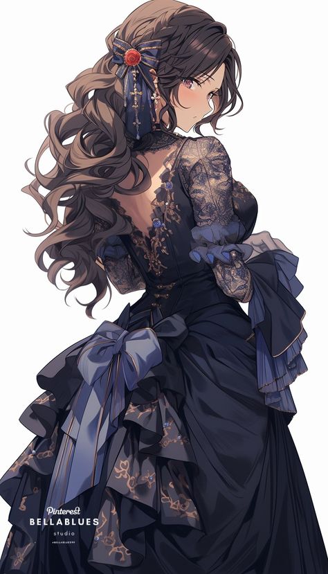 Victorian Style Fashion, Victorian Anime, 1800s Dresses, Dresses Poses, Character Art Ideas, Anime Dpz, Fem Oc, Period Fashion, Pirate Outfit