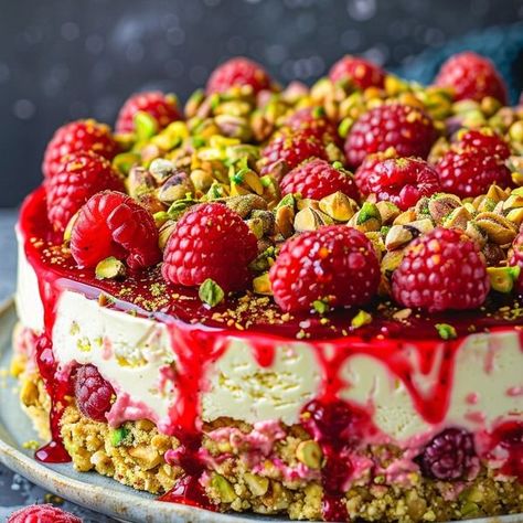 Optimal Recipes Rasberry Cheesecake, Pistachio Cheesecake Recipe, Cake With Pistachio, Optimal Recipes, Raspberry Pistachio, Trifle Dessert Recipes, Pistachio Cheesecake, Gluten Free Cheesecake, Pistachio Cake