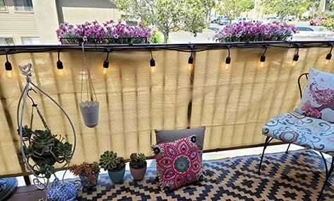 Apartment Patio Privacy, First Floor Apartment, Porch Privacy, Apartment Decorating Hacks, First Apartment Tips, Fun Interior, Patio Railing, Balcony Privacy Screen, Patio Privacy Screen