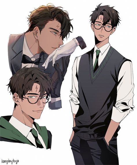 gotodaylong on Twitter: "slytherin harry would have more manageable(?) hair, wear contacts more often, and would willingly show off his scar me thinks. #harrypotter #hp #slytherin https://t.co/RsvaSEPSiW" / Twitter Harry Potter In Slytherin Fanart, Evitative Drarry, Slytherin Harry Fanart, Harry Potter Without Glasses, Dark Harry Potter Fanart, Slytherin Harry Potter Fanart, Ravenclaw Fanart, Slytherin Fanart, Tom Riddle Fanart