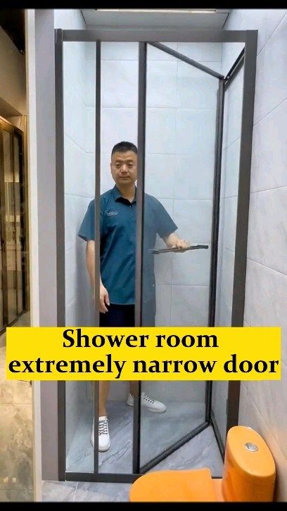 Shower room extremely narrow door.#foldingdoor #slidingdoor #aluminumwindows #windows #windowfactory #fyp #foryou #viral #homedecor… | Instagram Small Narrow Bathroom, Narrow Door, Quilting Quotes, Narrow Bathroom, Dream Bath, Small Showers, Sliding Shower Door, Outdoor Tiles, Bathroom Doors