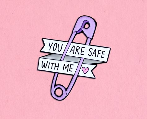 Safe with me enamel lapel pin Your Safe With Me, Safety Pin Wallpaper Aesthetic, Youre Safe With Me, You Are Safe With Me, Me Coded, Safe Aesthetic, Safety Aesthetic, Safety Pin Tattoo, Let Them