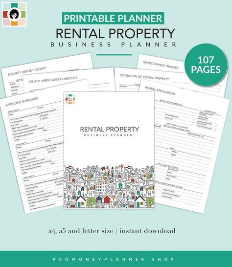 Rental Property Business Planner Tenants Landlord - Etsy Landlord Tips Rental Property, Property Management Organization, House Rent Receipt, Rental Property Business, Receipt Design, Rent Receipt, Business Starter Kit, Bill Receipt, Real Estate Forms