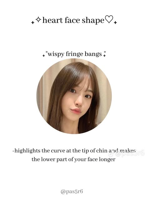 Heart Shaped Face With Bangs, Heart Face Shape Makeup, Heart Shape Haircut, Heart Shape Face Haircut, Heart Shape Hairstyles, Heart Shaped Bangs, Heart Face Haircut, Inverted Triangle Face Shape Hairstyles, Hair For Heart Shaped Face