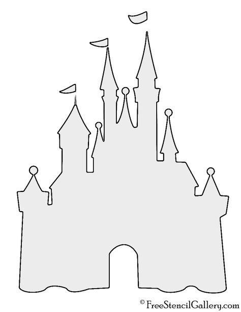 Disney Castle Stencil                                                       …                                                                                                                                                                                 More Disney Castle Template, Walt Disney Castle Drawing, Cinderella Castle Silhouette, Disney Stencils Templates, Disney Abstract Art, Diy Disney Decorations, Disneyland Decor, Disney Stencil, Disney Castle Outline