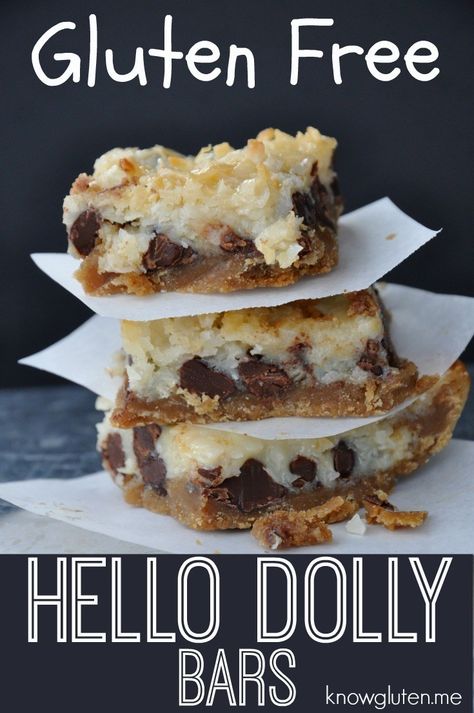 Dolly Bars, Hello Dolly Bars, Gluten Free Dessert, Dessert Aux Fruits, Gluten Free Desserts Recipes, Gluten Free Sweet, Desserts Vegan, Gf Desserts, Gluten Free Sweets