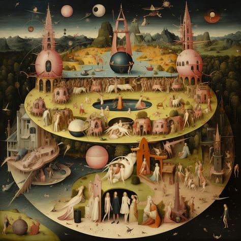 the garden of earthly delights continued.. Cosmic Horror Tattoo, Hieronymous Bosch, The Garden Of Earthly Delights, Poor Things, Surealism Art, Earthly Delights, Surreal Artwork, Garden Of Earthly Delights, Rennaissance Art