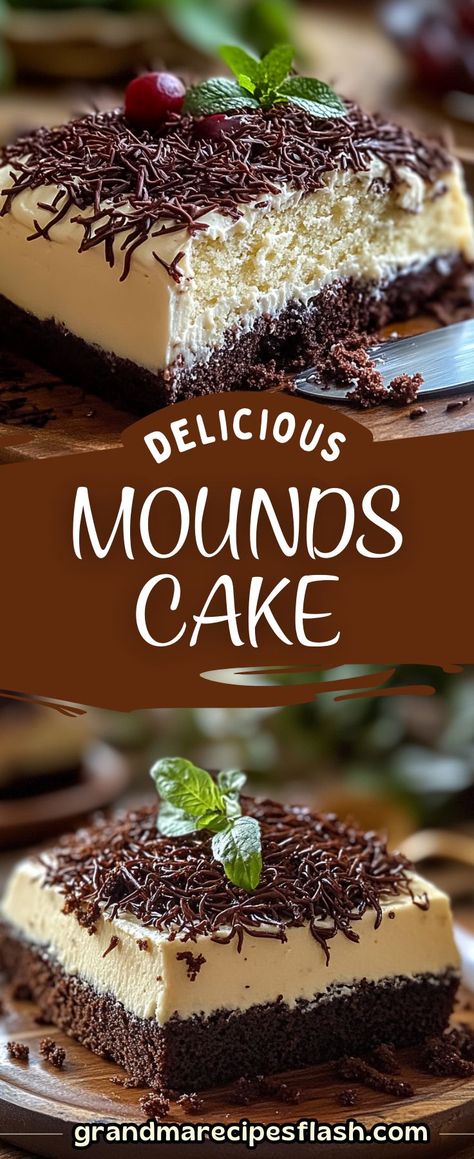 Mounds Cake is a delicious, indulgent dessert with layers of chocolate cake, coconut, and a sweet fudge topping. Perfect for any chocolate lover Chocolate Cake Coconut, Mounds Cake, Fudge Topping, Cake Coconut, Chocolate Cake Mixes, Indulgent Desserts, I Knew It, Mini Marshmallows, To Be Read