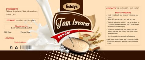 Eddy's Tom Brown powder label design Sample Flyers, Tom Brown, Free Psd Flyer Templates, Packaging Template Design, Adobe Photoshop Design, Bottle Design Packaging, Label Printing, Church Poster Design, Labels Design