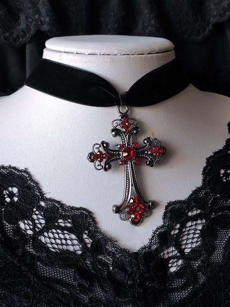 The price is for a choker only, others are not included. Garment Size SizeFree SizeLength30+5Width2 Cross Choker For Party, Black Cross Choker For Party, Gothic Outfits Aesthetic, Power Aesthetic, Gothic Wardrobe, Gothic Choker Necklace, Combat Clothes, Wolf Oc, Goth Styles