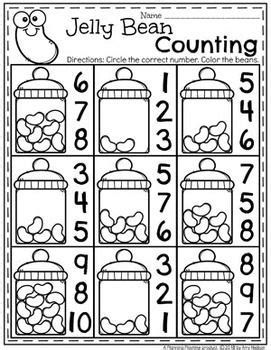 Easter Kindergarten Addition Worksheets - Itsybitsyfun.com Prek Assignments, Ready For Kindergarten Activities, Kindergarden Activity Ideas, Prek Worksheets Free Printables, Jelly Bean Counting, Toddler Learning Activities Printables, Prek Homework, Pre K Worksheets Free Printables, Preschool Activities Printable Free