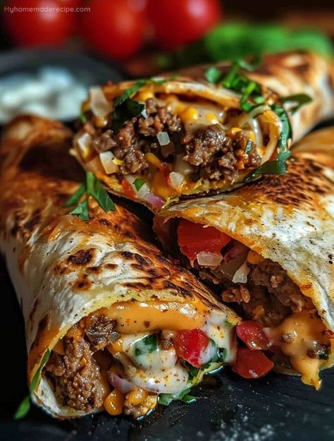 Nacho Beef Wrap, Burrito Stand Ideas, Food Recipes Wraps, Burritos Recipe Beef, Gourmet Home Cooking, Nacho Cheese Beef Burritos, Nacho Cheese Burrito, Big Back Nachos, Nacho Cheese Beef Wrap Recipe