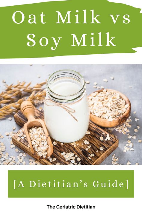 Oat Milk vs Soy Milk: Which is Right for You? [A Dietitian's Guide]. Picture of mason jar full of oat milk on wooden cutting board. Small wooden bowl full of oats, and wooden scoop full of oats sitting next to jar of oat milk. Geriatric Nutrition, Oatmeal Milk, Plant Based Milk, Which Is Better, Elderly Care, Soy Milk, Oat Milk, Environmental Impact, Pros And Cons